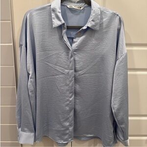 Zara Satin Button Down Shirt